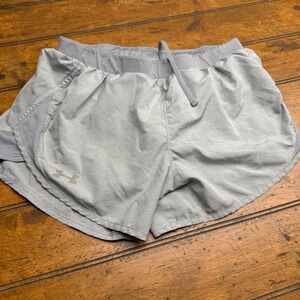 Under Armour HeatGear Womens Running Shorts Grey Loose Fit Size Small SM P CH